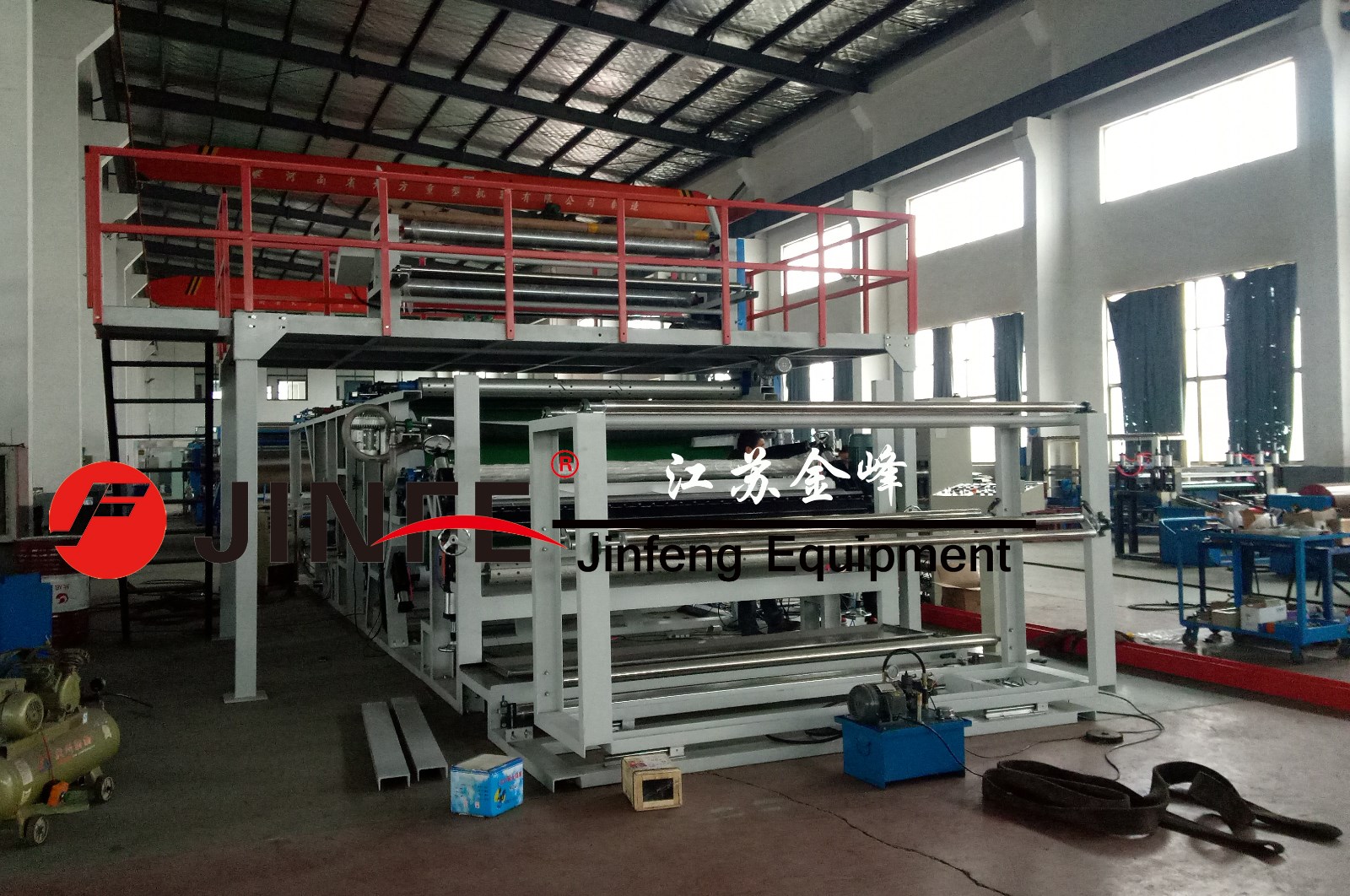 1500*2700 elevated film glue point transfer compound machine sent to Nantong