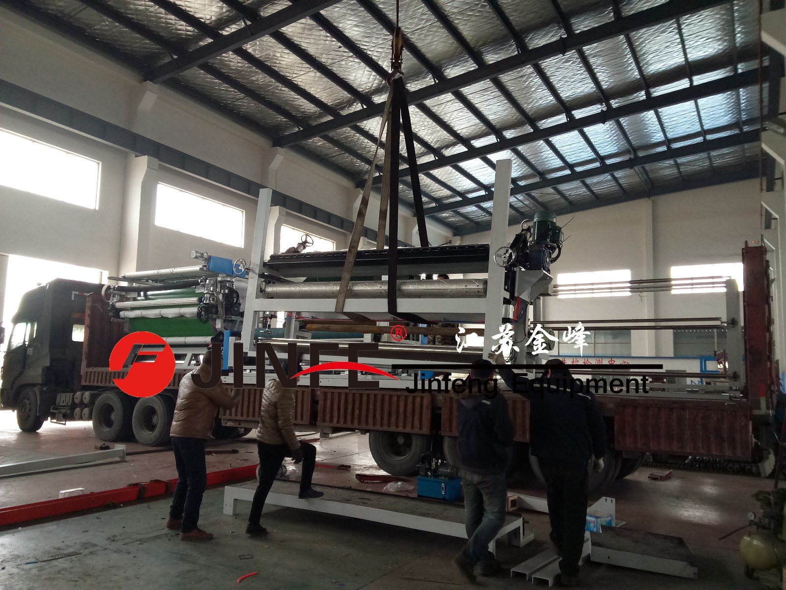 1500*2700 elevated film glue point transfer compound machine sent to Nantong